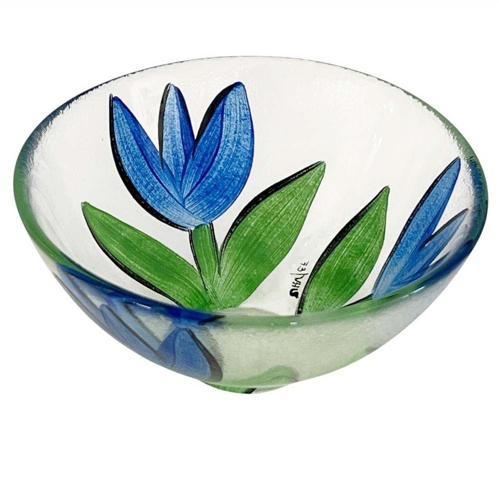 Hand-Painted Kosta Boda Tulipa Ulrica Hydman Vallien Glass Bowl